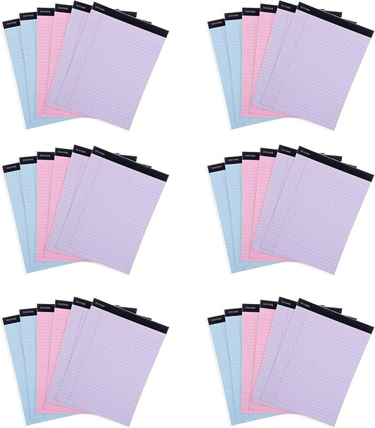 Mintra Office Legal Pads, ((xBasic, 8.5in x 11in, Wide (Pastel), 36pk (6-6pks)), Wide Ruled, 50 Sheets per Notepad, Micro perforated Writing Pad, Notebook Paper for School, College, Office, Work