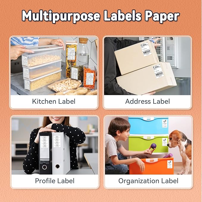 Phomemo Thermal Sticker Label Paper, Multi-Purpose Self-Adhesive Tag for M120/M110/M100/M200/M220/M150/M250 Label Maker Machine, 0.78"x0.78"(20X 20mm), 300 Labels/Roll,Black on White