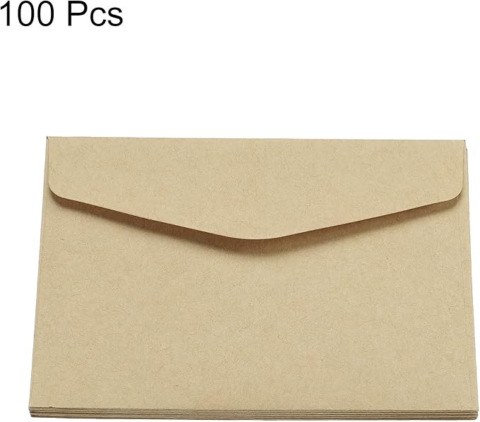 PATIKIL Mini Envelopes, 100 Pack Paper Blank Small Items Storage Business Card Holder for Greeting Note Party, Brown