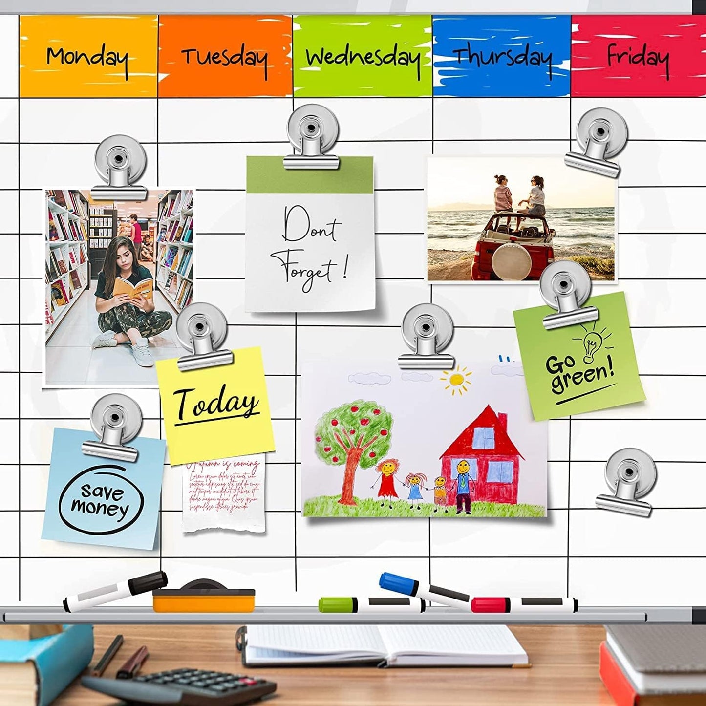 Grtard 24pack Magnetic Clips Heavy Duty, Magnet Clips for Fridge, Refrigerator Magnets, Strong Magnetic Clip,Scratch Free Magnets with Clip for Refrigerator, Whiteboard, Classroom, Locker