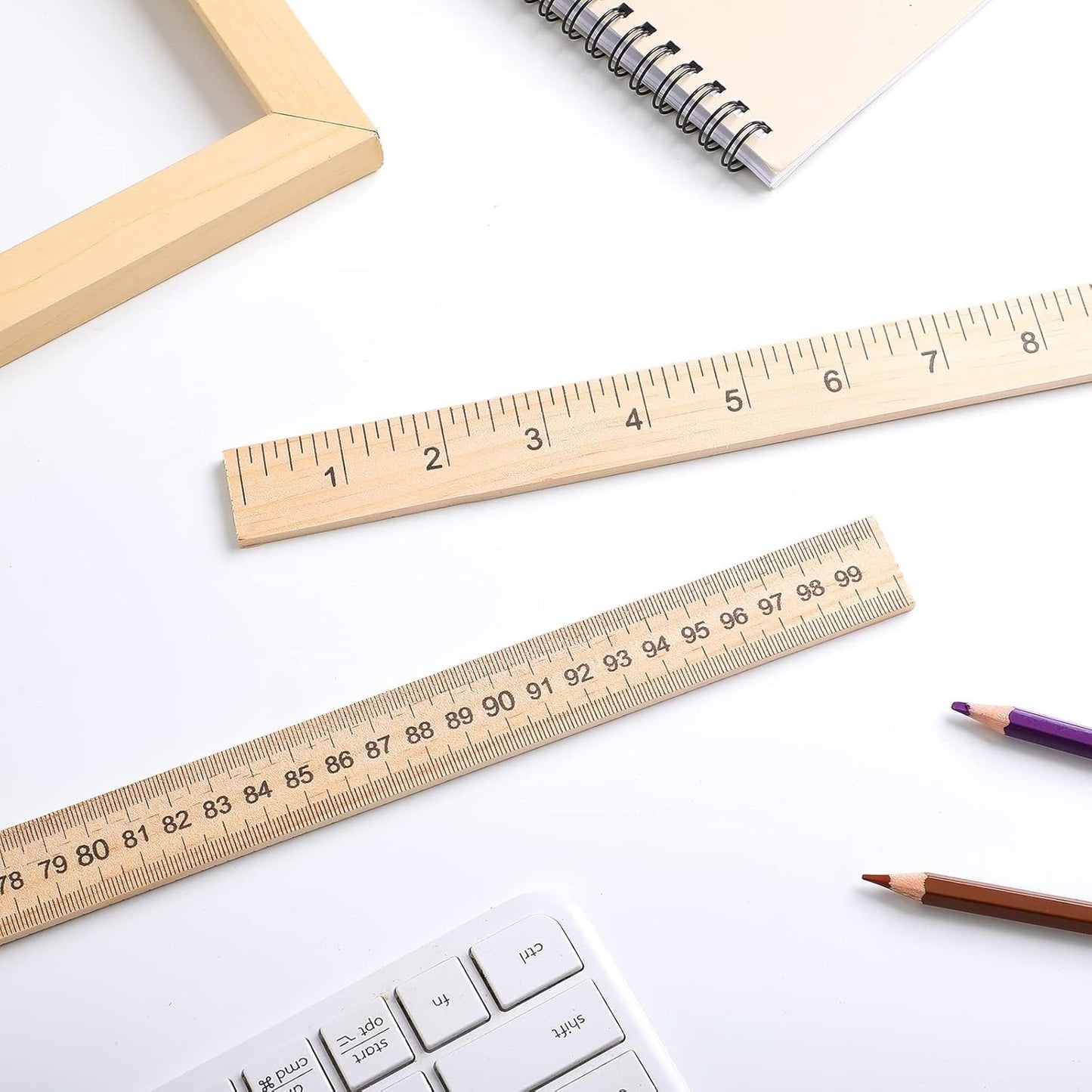 Treela 24 Pack 39 Inches Meter Stick Wood Ruler Economy Yard Stick Double Sided Heavy Duty Thick Meter for School Classroom Home Office Kids Clothing Measuring