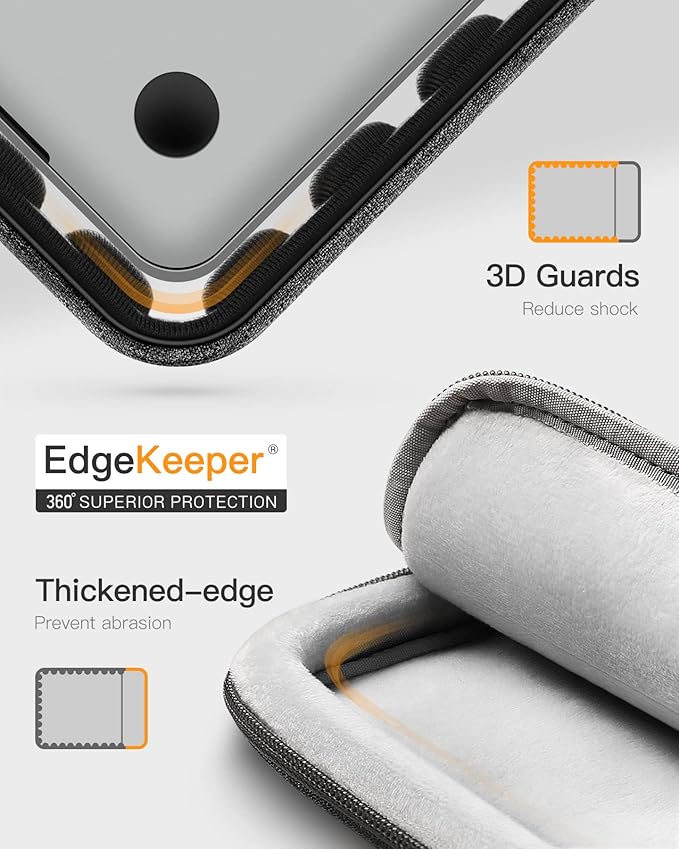 Inateck 360° Protective Laptop Bag with Accessory Bag, Compatible with 15-inch MacBook Air M3 M2 2023-2024, Black Gray