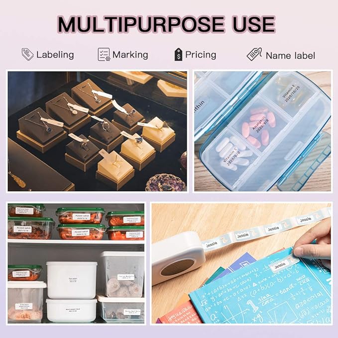 Phomemo Labels-D30 Adhesive Thermal White Label Paper 1/2" X 1 1/2" (12mm X 40mm) 160 Labels/Roll, Black on White, 3 Roll, for Home,Kitchen,School,Office,Gift,Organization