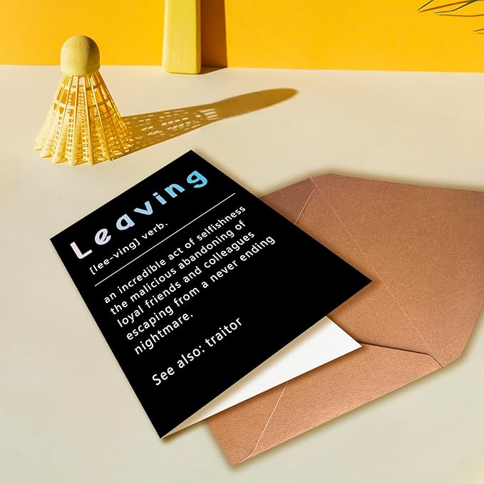 Funny Farewell Card for Coworkers, Departure Cards for Him, Her, Work Besties, Humorous Resignation Definition Cards, Funny Card for Coworkers Leaving
