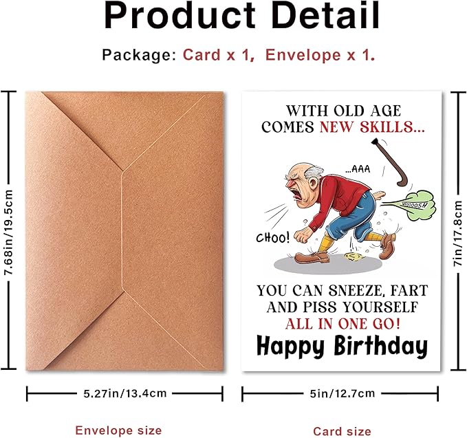 Funny Birthday Card for Men, Funny Birthday Card for Friends Grandpa Brother Husband Dad, Happy Birthday Card for Men Seniors, Funny Getting Older Birthday Card for Men, Old Age Bday Greeting Card