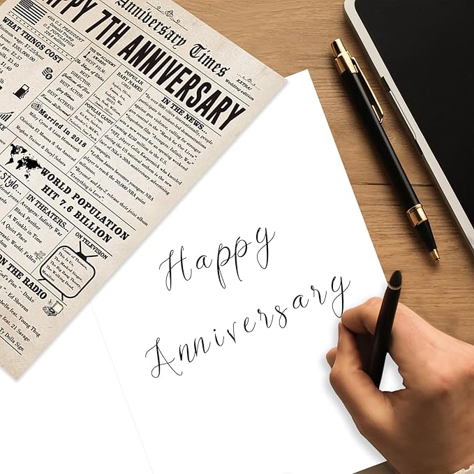 Retro 7th Anniversary Card for Women Men, Wool Anniversary Card for Husband Wife, Jumbo 7 Years Anniversary Idea for Couple Parents