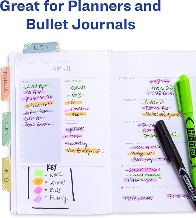 Avery Ultra Tabs Bundle, Chic Numbers 1-12 and Planner Tabs, 1" x 1.5" Mini Tabs and 2.5" x 1" Margin Tabs, 2-Side Printed, 60 Sticky Tabs (74901)