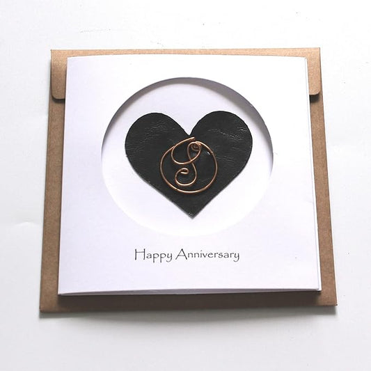 Personalized Initial Copper Card, Copper Initial, Anniversary Card for Her, Couple, Gift for Her (S)