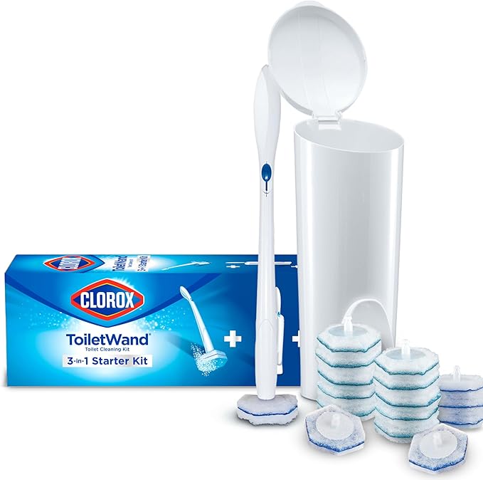 Clorox ToiletWand Disposable Toilet Cleaning System - ToiletWand, Storage Caddy and 16 Disinfecting Refill Heads