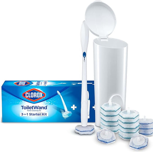 Clorox ToiletWand Disposable Toilet Cleaning System - ToiletWand, Storage Caddy and 16 Disinfecting Refill Heads