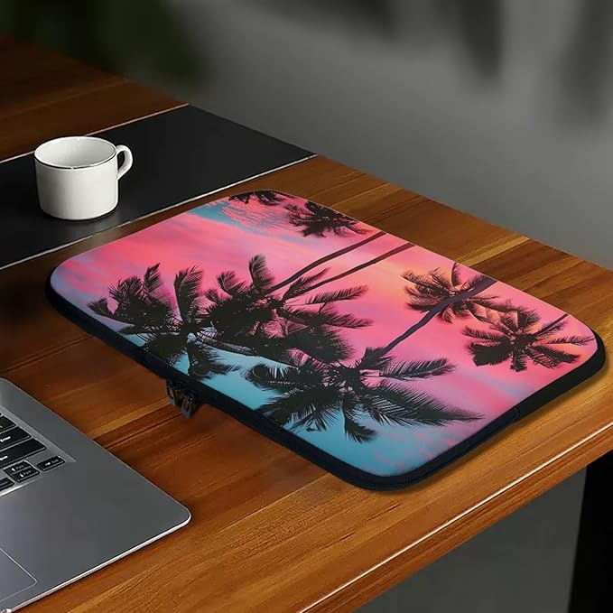 Tropical Palm Tree Laptop Protective Sleeve for Women 15 inch Computer Sleeve Bag Neoprene Lap Top Case Suitable Gifts for Travel School Office Neatly Organizers Sunset Laptop Accessories