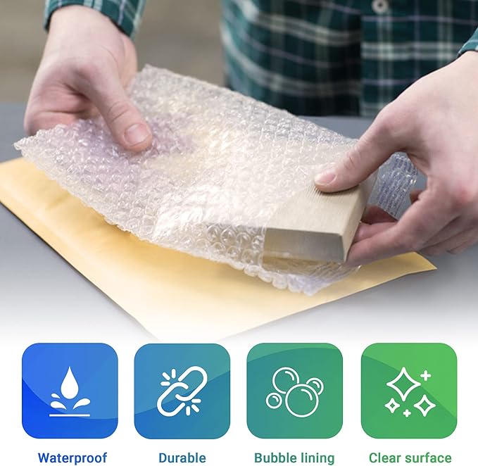 Clear Bubble Out Bags, 10 x 15.5 Inches. 25 Pack Self Seal Bubble Pouches. Polyethylene Clear Bubble Bags for Packing. Waterproof Clear Bubble Out Pouches for Fragile Things