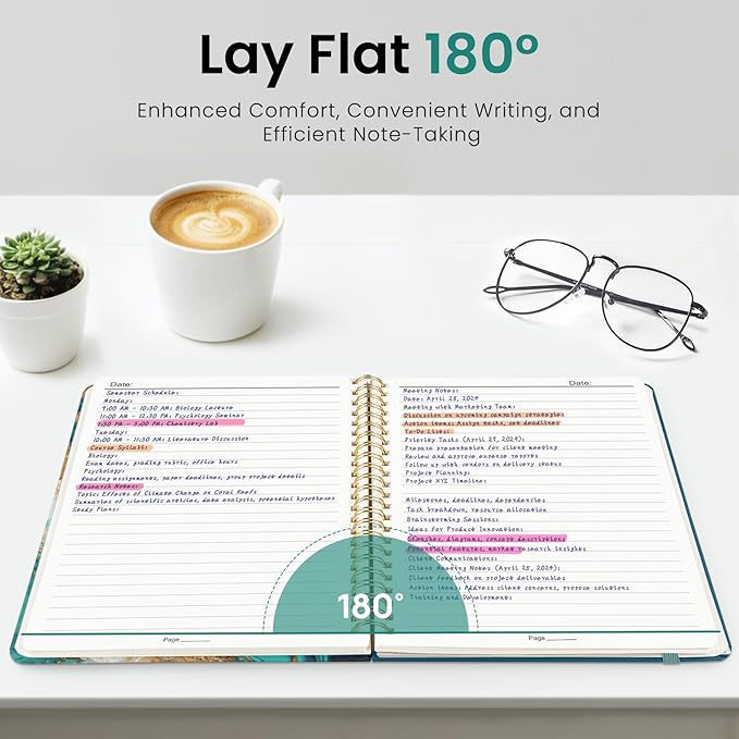 Lined Spiral Journal Notebook for Women, A5 College Ruled Journals for Writing, Hardcover Notebooks for Work, Note taking and Office School Supplies,140 Pages - Emerald Shores