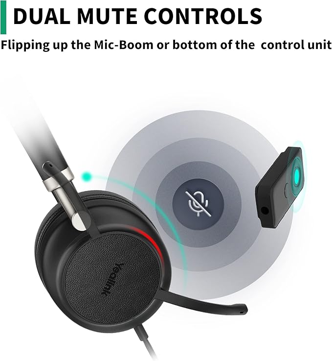 Yealink USB Headset UH38, Wired Softphone Headset Teams Certified with Microphone,in Line Controls Built in Bluetooth, Connect to PC/Laptop/Mac/Tablet/Cell Phone (USB-A)