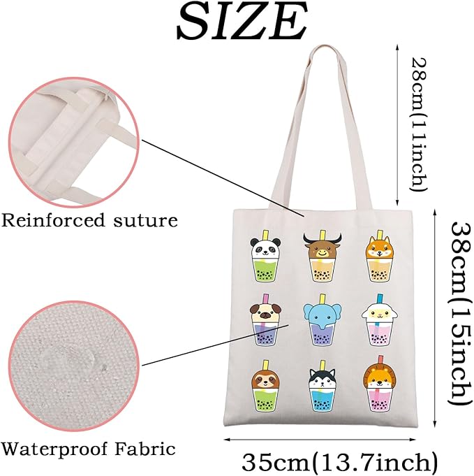 WSNANG Drinks Bubble Tea Gift In My Tea Era Canvas Tote Bag Bubble Tea Shoulder Bag Cute Milk Tea Shopping bag