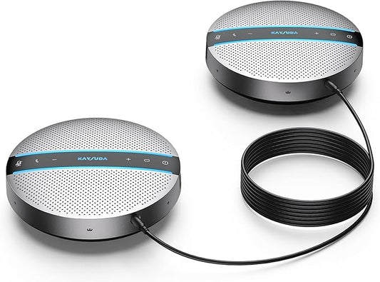 2 in 1 Daisy-Chain Conference Speaker for 12 Attendees, Each Bluetooth Speakerphone with 6 Mics, USB/Dongle/Bluetooth Connection, Compatible with Conferencing Apps for Home Office