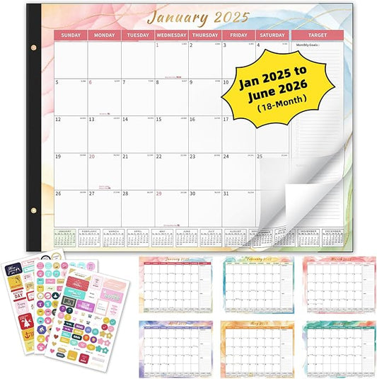 Ospelelf Desk Calendar 2025-2026 Large 22'' x 17'' Calendar 2025 Monthly Desktop Calendar, 18 Month Calendar, Use Jan 2025 - June 2026