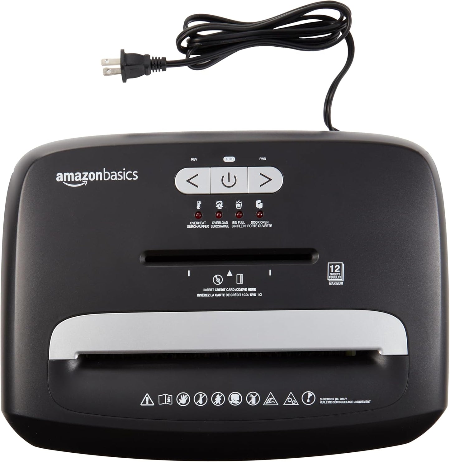 Amazon Basics 12 Sheet (new model) Micro Cut Paper and Credit Card CD Shredder With 6 Gallon Bin, Black