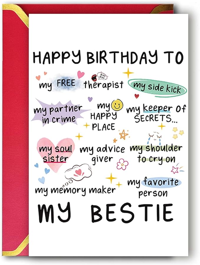 Funny Birthday Card for Women Sister, Happy Bday Gifts for Bestie, Bestie Birthday Card, Friendship Birthday Card, Best Friend Birthday Card,Happy Greeting Card for Niece MQMR-11-BH
