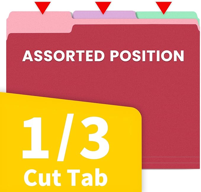 SUNEE File Folders, 30 Pack Manilla Folders 8.5 x 11, Colored File Folders Home Office School Supplies for Documents Files Paper, 6 Assorted Colors