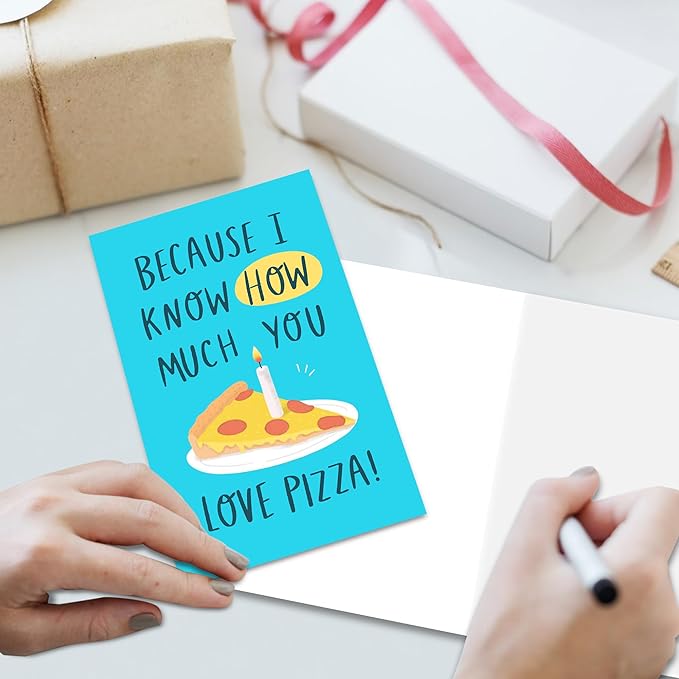 Funny Birthday Card for Pizza Lover, Birthday Greeting Card for Husband Boyfriend Friend, Because I Know How Much You Love Pizza Card