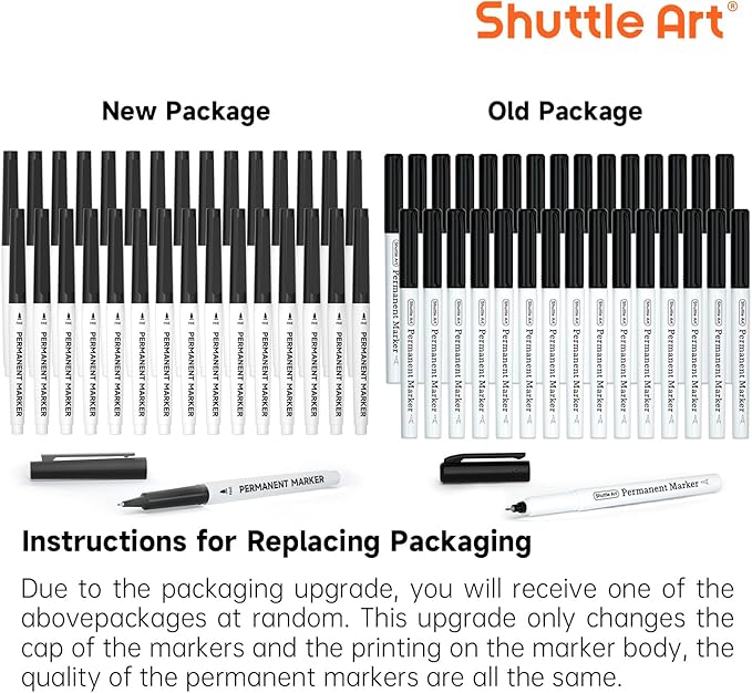 Shuttle Art Permanent Marker, 30 Pack Ultra Fine Point Black Permanent Marker set, Works on Plastic,Wood,Stone,Metal and Glass for Doodling, Marking