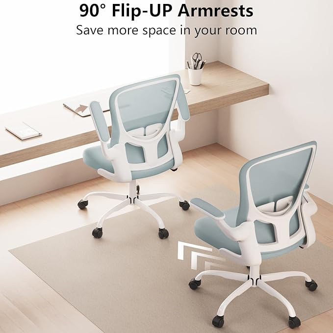 Ergonomic Office Chair, Comfort Swivel Home Office Task Chair, Breathable Mesh Desk Chair, Lumbar Support Computer Chair with Flip-up Arms and Adjustable Height