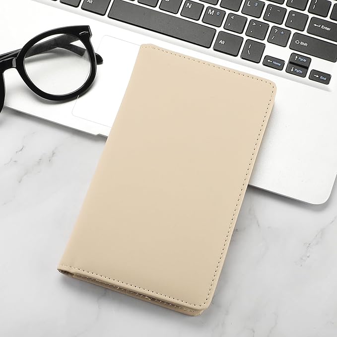 MaxGear Business Card Organizer, 240 Cards Book Portable Business Card Holder for Men & Women, Professional PU Credit Cards Binder File Storage, Off-white