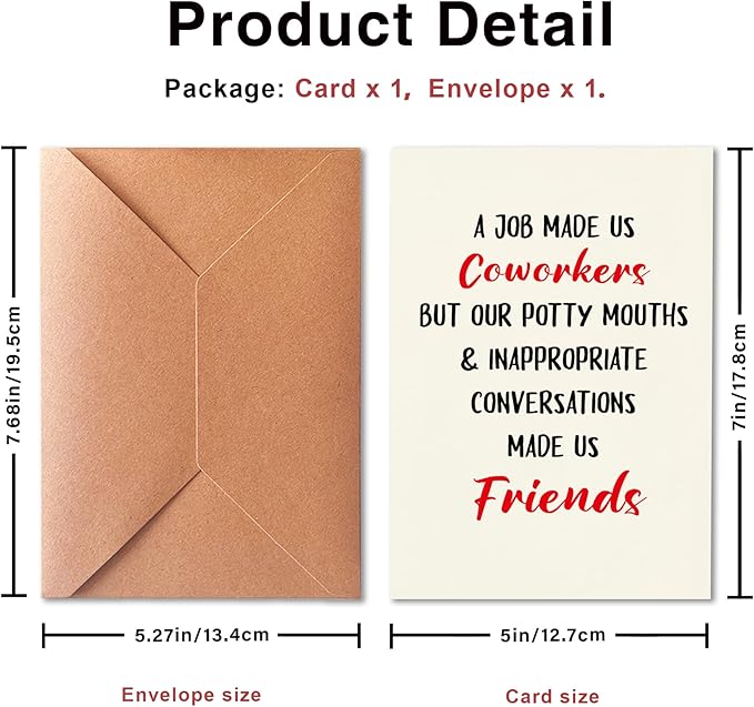 Funny Farewell Card, A Job Makes Us Coworkers, Friends, Perfect For Coworkers, Bosses, Funny Leaving Cards for Him and Her, Leave A greeting Card for Your Best Friend At Work