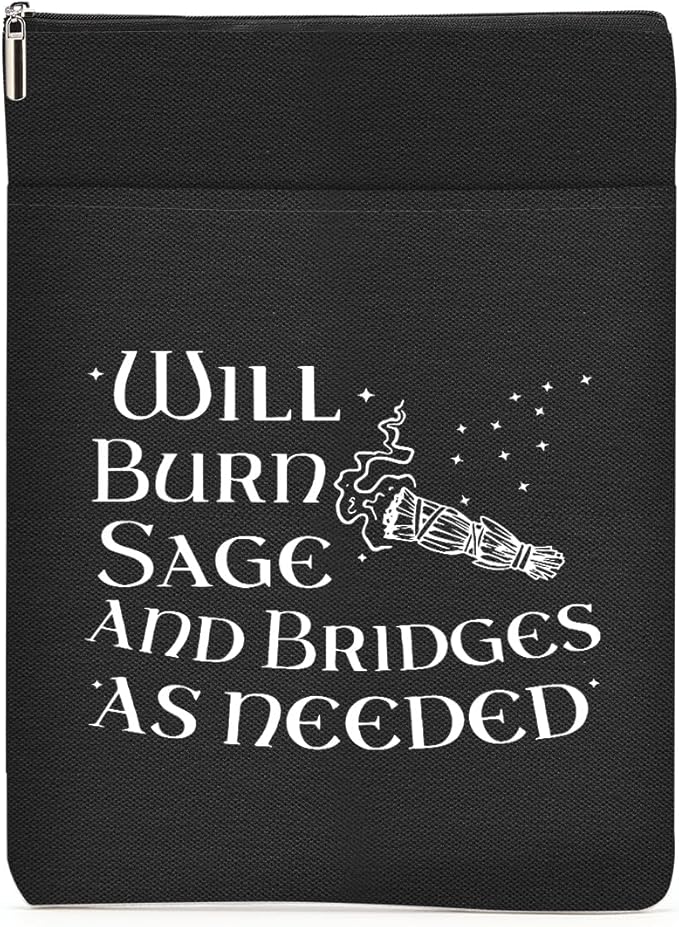 Book Themed Gifts Waterproof Book Sleeve Book Pouch Funny Halloween Reading Gifts Witchy Gifts for Women Sister Book Covers for Paperbacks Book Accessories Book Protector with Zipper and Front Pocket