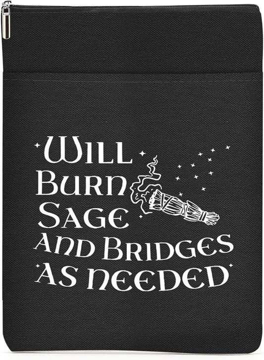 Book Themed Gifts Waterproof Book Sleeve Book Pouch Funny Halloween Reading Gifts Witchy Gifts for Women Sister Book Covers for Paperbacks Book Accessories Book Protector with Zipper and Front Pocket