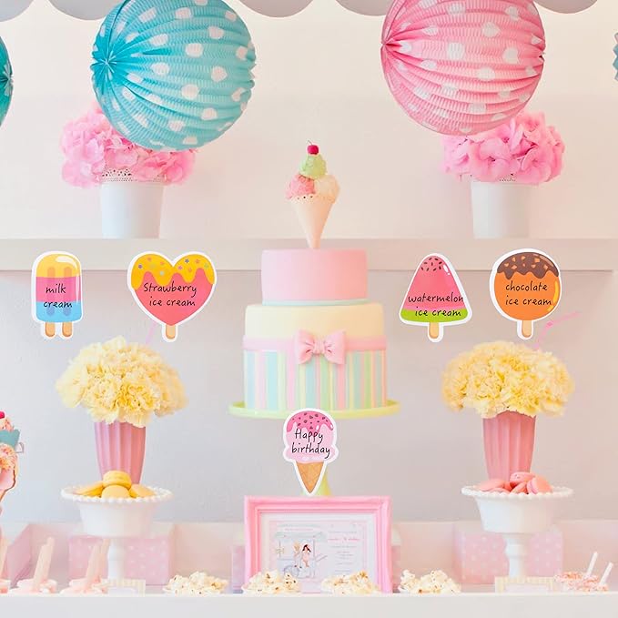 30 Pack Ice Cream Sticky Notes, Total 600 Sheets, Assorted Summer Fruit Popsicle Sticks Self Sticky Memo Pads for Office School Student Kids Class Birthday Party Favors Goodies Bag Fillers