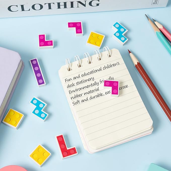 CJiangpo 60Pcs Block Mini Eraser for Kids Bulk - Cute Pencil Rubber Eraser Novelty 3D Desk Puzzle Rubbers Block Birthday Party Favors Filler Kids Back to School Classroom Prizes Gift