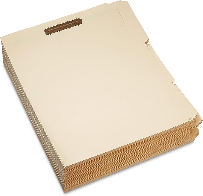 Amazon Basics Manila File Folders with Fasteners, Letter Size, 50-Pack, Beige