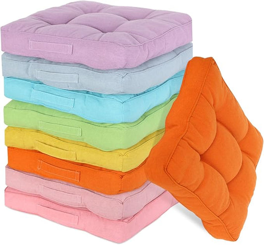 Gerrii 8 Pieces Floor Cushions for Kids Classroom Flexible Floor Seating Cushions Floor Pillows for Home School Kindergarten Daycare Nursery(Bright Color,Square)