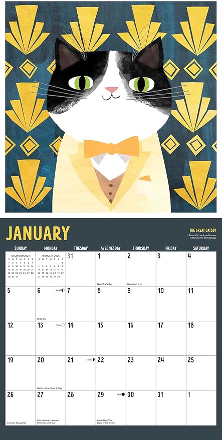 Willow Creek Press Litterary Kitties Monthly 2025 Wall Calendar (12" x 12")