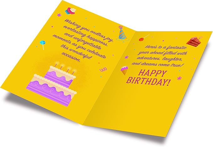 Prime Greetings Niece Happy Birthday Card, Made in America, Eco-Friendly, Thick Card Stock with Premium Envelope 5in x 7.75in, Packaged in Protective Mailer