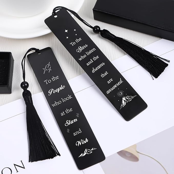 Fantasy Metal Bookmark Gift - 2Pcs Pretty Bookmarks with Tassels for Women Cool Star Book Marks Gifts for Men Motivational Book Mark for Book Lovers Teacher Bookmarks Appreciation Gifts