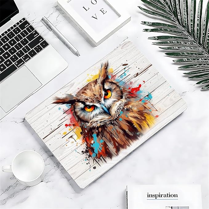 Compatible with MacBook Air 13.3 inch Case 2018-2020 Release A1932 A2179 A2337, Funny Colorful Owl Hard Plastic Shell Cover Case