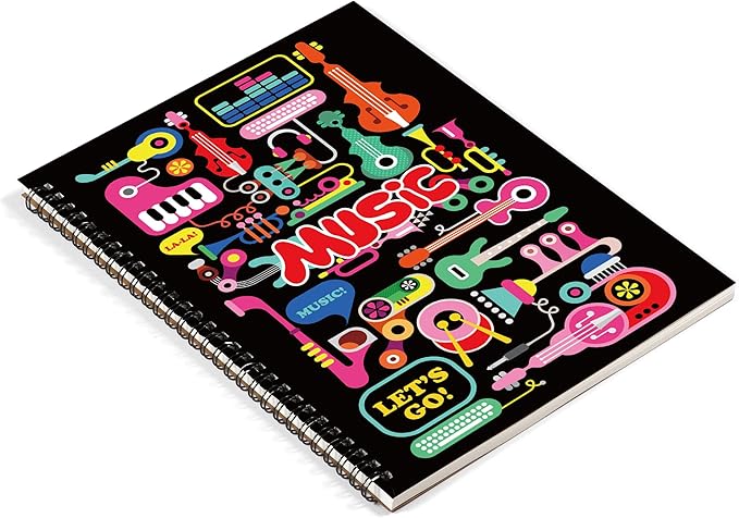 MAXCURY Blank Sheet Music Composition Manuscript Staff Paper Art Music Notebook Black 100 Pages 26x19cm (Music Factory)