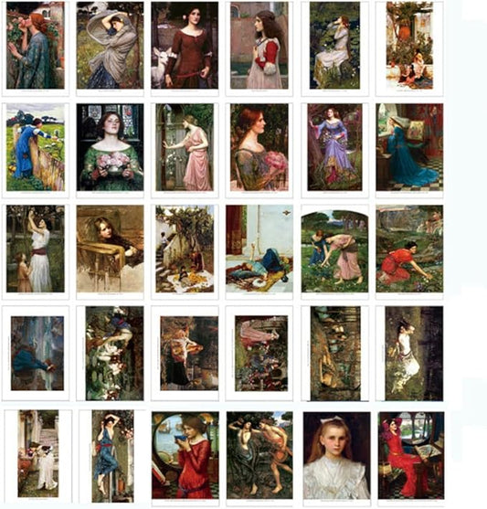 HOSTEESSCHOICE Vintage Art Postcards set of 30 Post card of English Artist John William Waterhouse variety pack Famous Painting Scenery,4 x 6 Inches