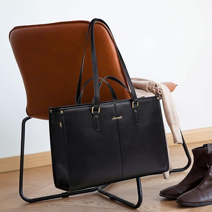 LOVEVOOK Laptop Bag for Women,17.3 inch Work Bags with Clutch, Vintage Leather Laptop Tote Bag,Computer Bag Laptop Purse, Briefcase Tote Bag Shoulder Bag Handbag for Business Office Teacher