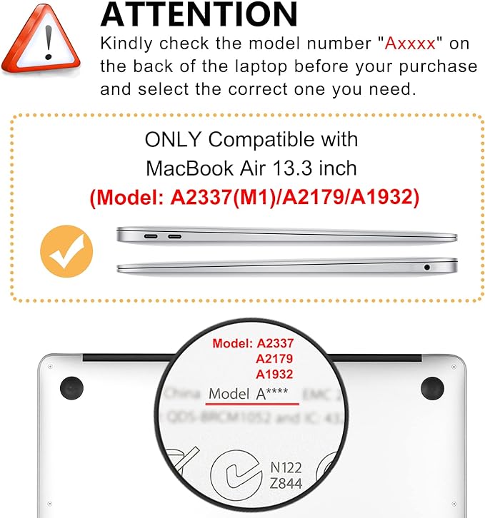 Case for MacBook Air 13 inch M1 A2337 A2179 A1932 2022-2018 Release, Matte Clear Hard Cover & Transparent Keyboard Cover & Screen Protector Compatible with Mac Air 13.3 Touch ID, Flowers