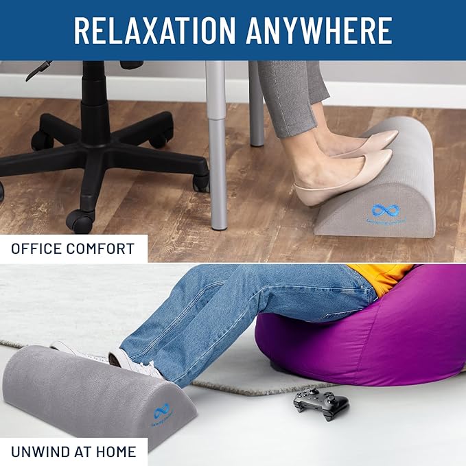 Foot Rest for Under Desk at Work - Memory Foam Office Foot Stool & Under Desk Footrest Leg Elevation Pillow for Gaming & Home Office, Supports Posture