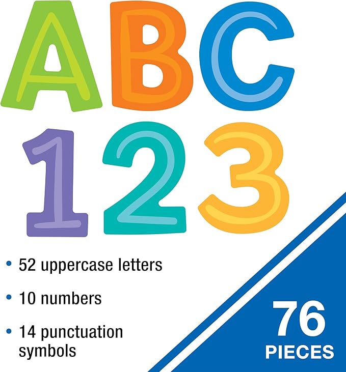 Carson Dellosa 76 pc Modern Decor Bulletin Board Letters Pack, Colorful Letters, Numbers, Symbols, and Punctuation Cutout