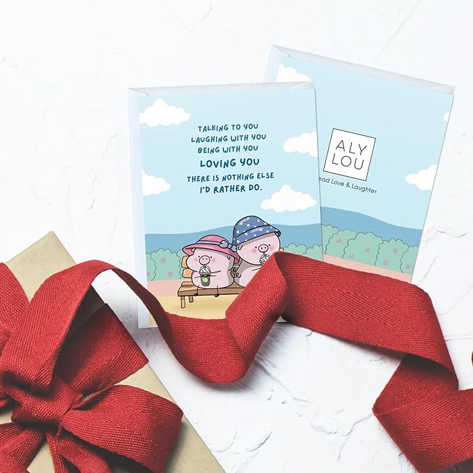 ALY LOU Cute Anniversary Card, Birthday Card for Her Him/Girlfriend Wife/Husband Boyfriend, Friendship Thank You Kawaii Greeting Card (There is nothing else, I’d rather do)