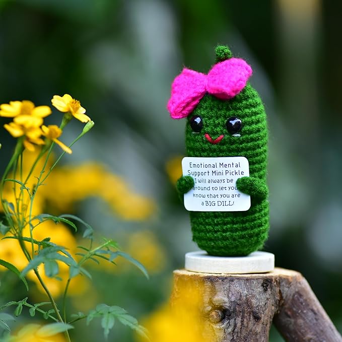 Funny 1 Pcs Crochet Gifts with Positive Affirmations Cards for Inspirational Novelty Good Luck Gifts and Party Decorations (KK-CKD04-RR_Bow)