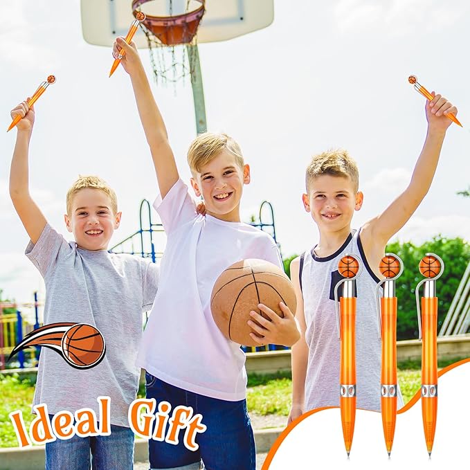 Zhanmai 24 Pcs Novelty Basketball Pens Sports Ballpoint Pens Basketball Party Favors Desk Cool Writing Tool for Students Supplies Stationery School Office Decor(Orange,Basketball)