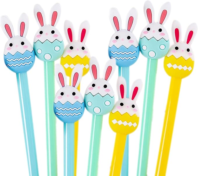 YYaaloa 12pcs Rabbit Eggs Gel Ink Pens 0.5 mm Black Ink Novelty Pens for Child, Women Coworkers Kids Office School Home Wedding Bridal Shower Gifts Party Supplies (Rabbit Eggs pens 12pcs)
