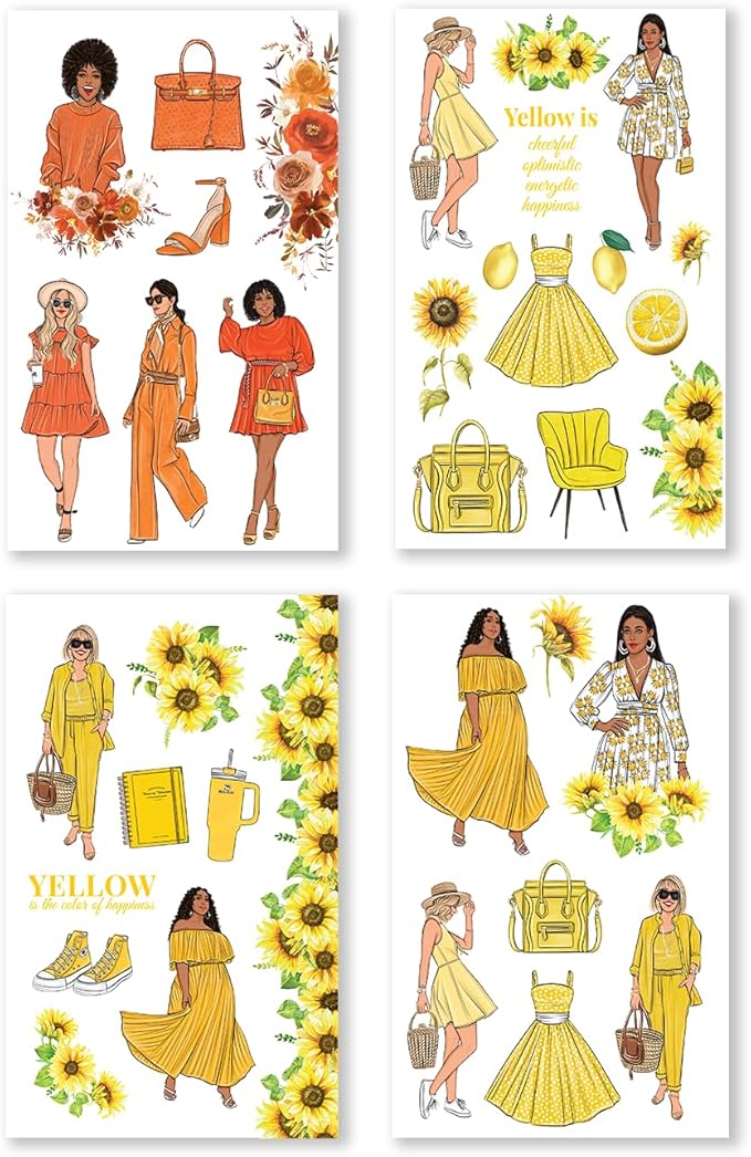 Rongrong Rainbow Girls Planner Stickers Book for Planners, Calendars, Journals – Aesthetic Premium Quality Hand Drawn – Scrapbook Stickers – 24 Pages